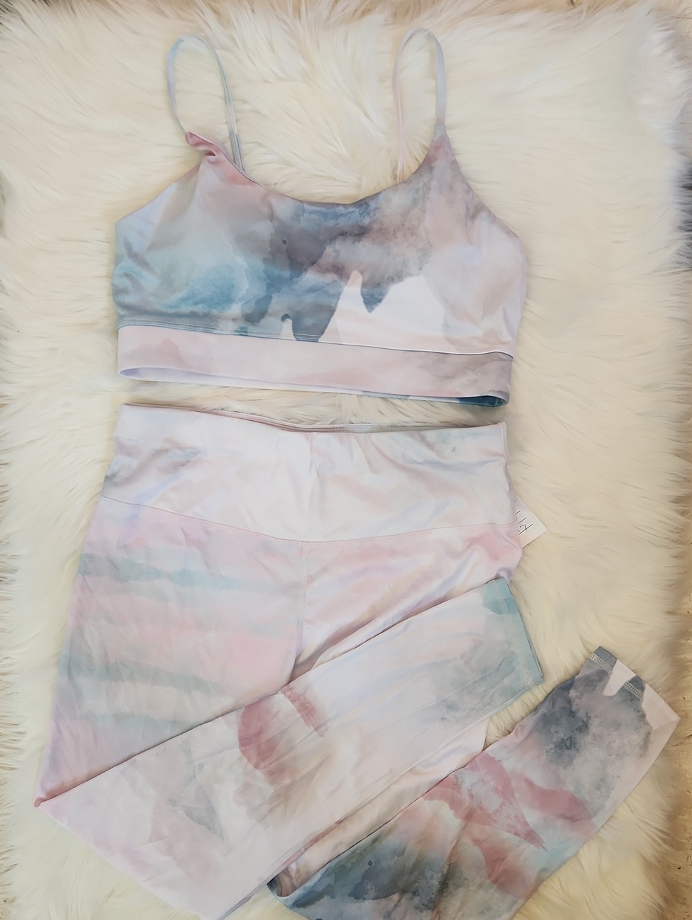 Watercolor Spandex Active Wear 2 Pc Set - Womens Size: L
